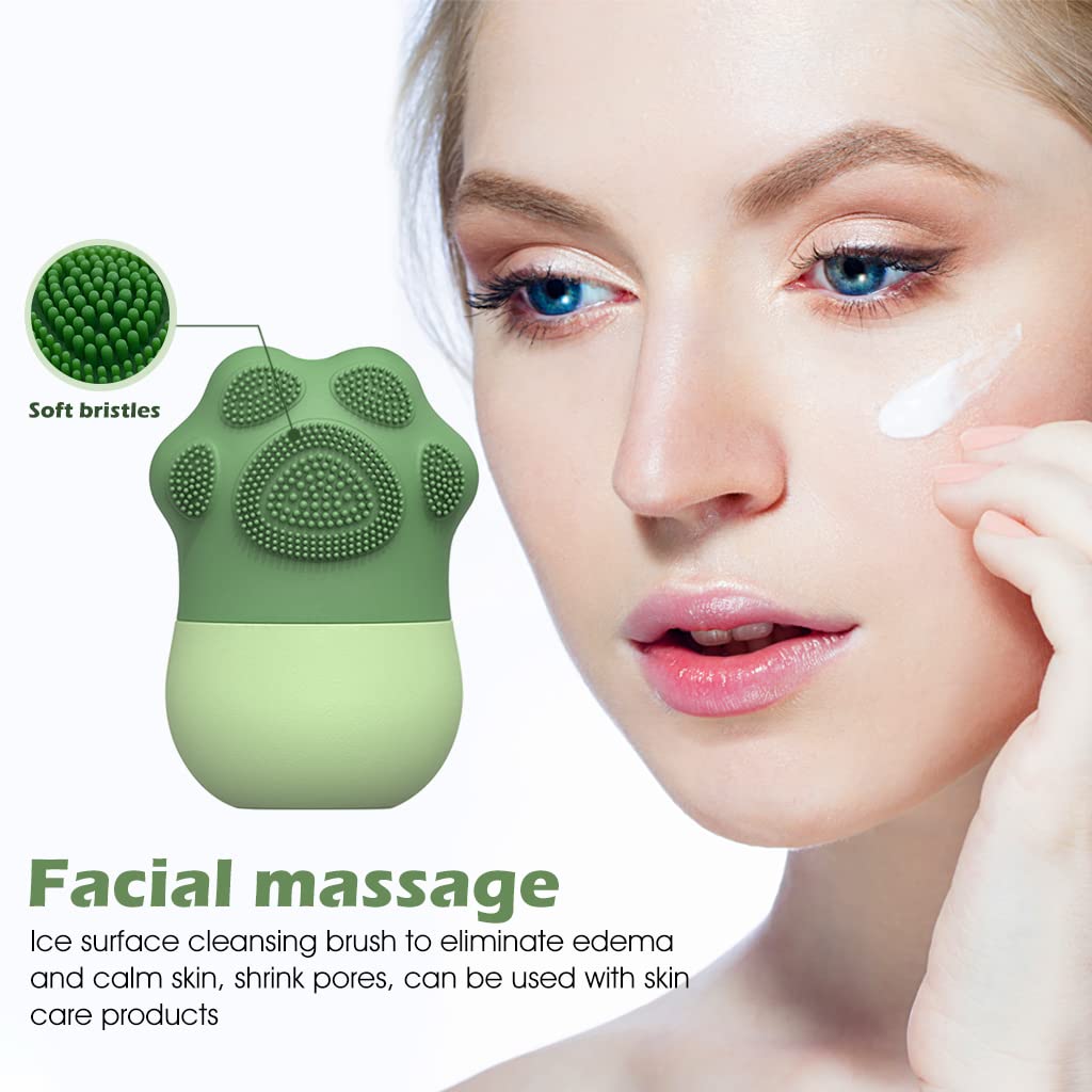 7234 Ice Roller For Face Massage Eye Anti-leak Silicone Ice Face Roller Ice Mould With Cleansing Brush Ice Facial Roller For Eliminate Edema Calm Skin Shrink Pore Women Skin Care