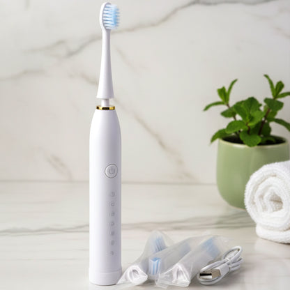 Rechargeable Electric Toothbrush White Color With 3 Extra Head (1 Pc )