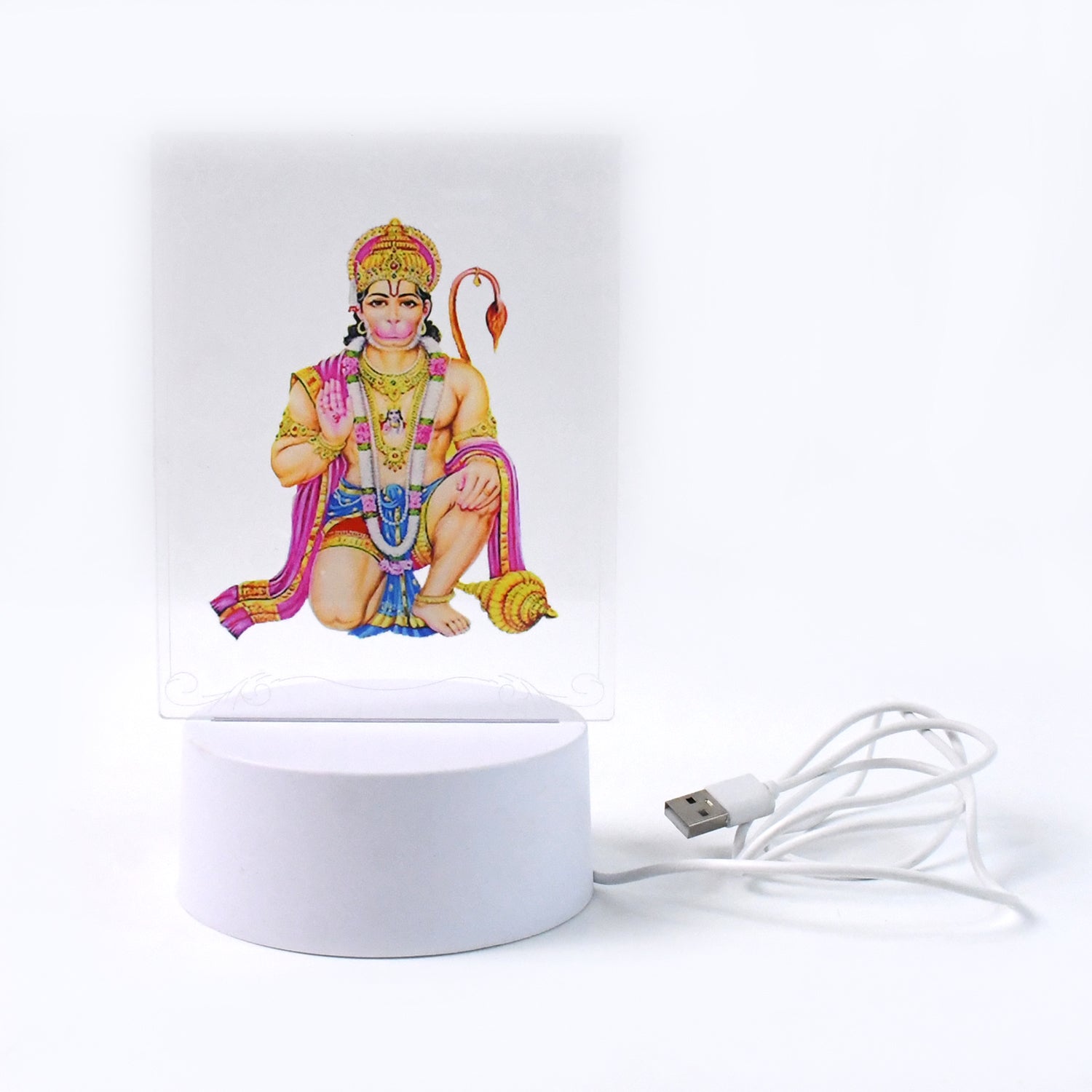 Beautiful 3d Lord Hanuman Frame With Soft White Light (1 Pc)