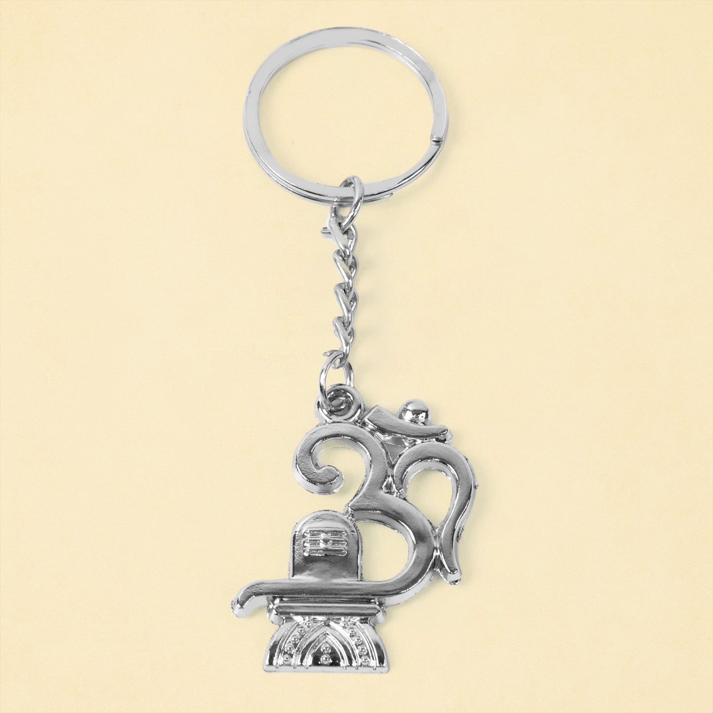 Om With Shivling Metal Keychain (1 Pc)
