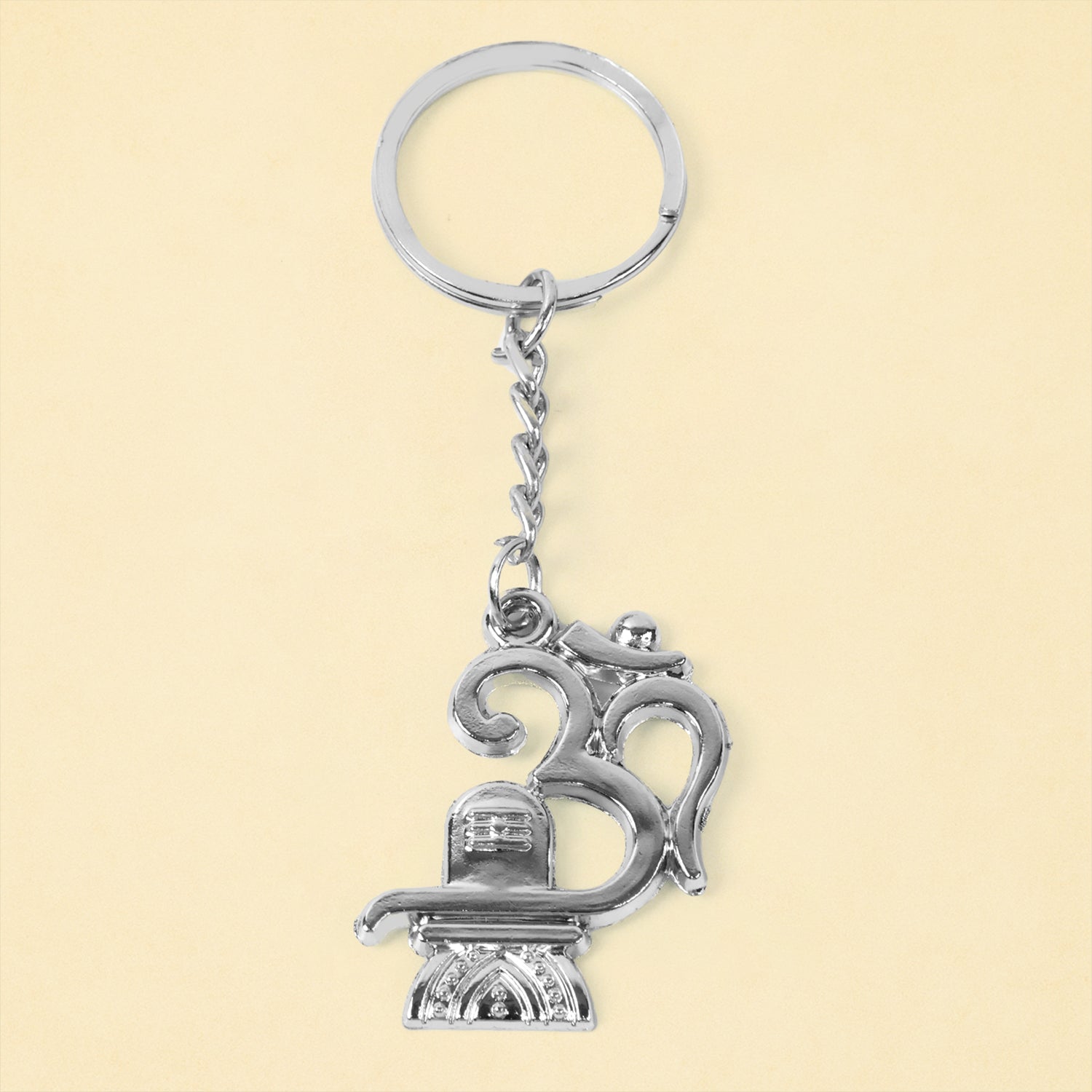 Om With Shivling Metal Keychain (1 Pc)