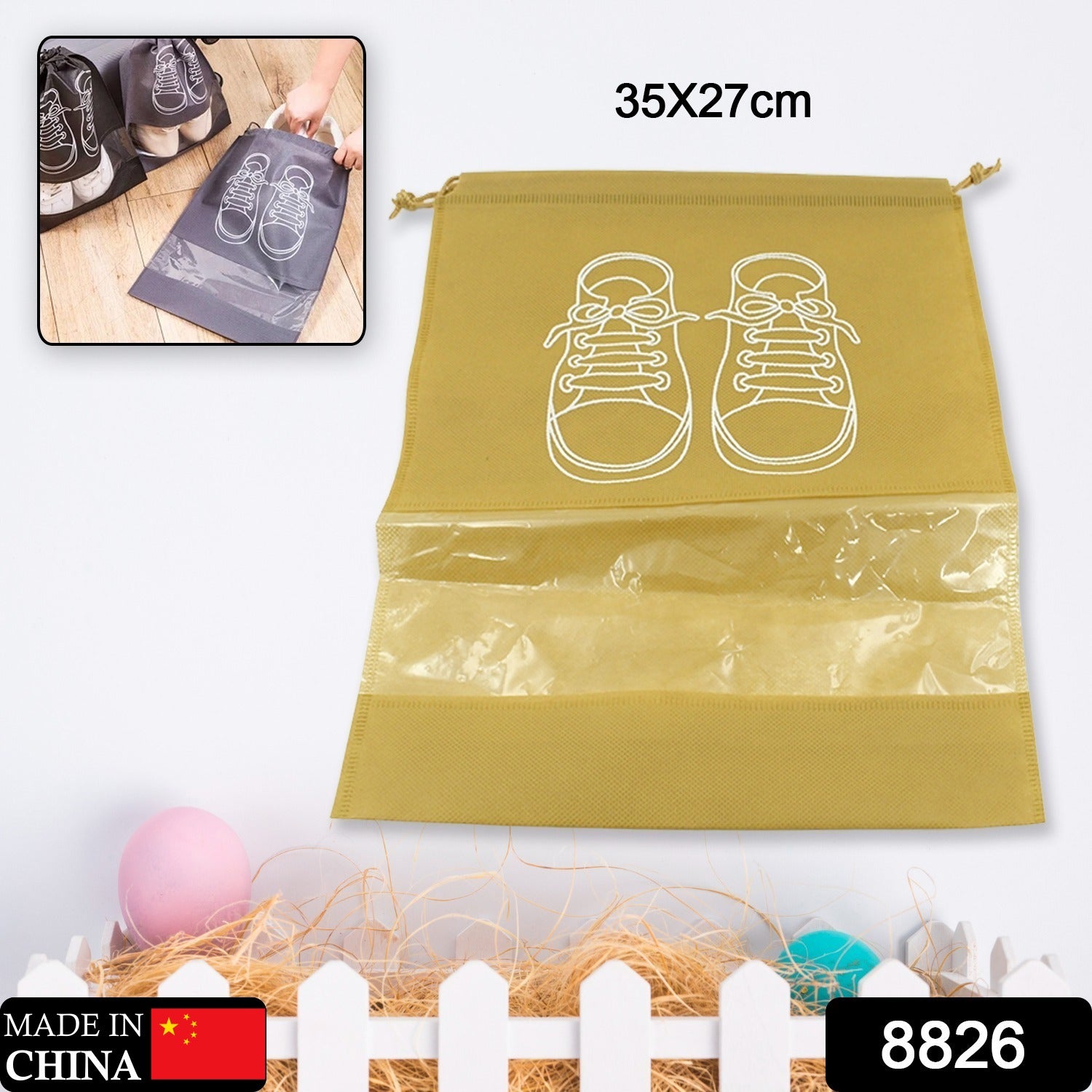 Beach Bag Shoes Storage Bag Closet Organizer Non-woven Travel Portable Bag Waterproof Pocket Clothing Classified Hanging Bag Shoe Bag Luggage Travel Portable Shoe Pouch Non Woven Transparent Window (1 Pc )