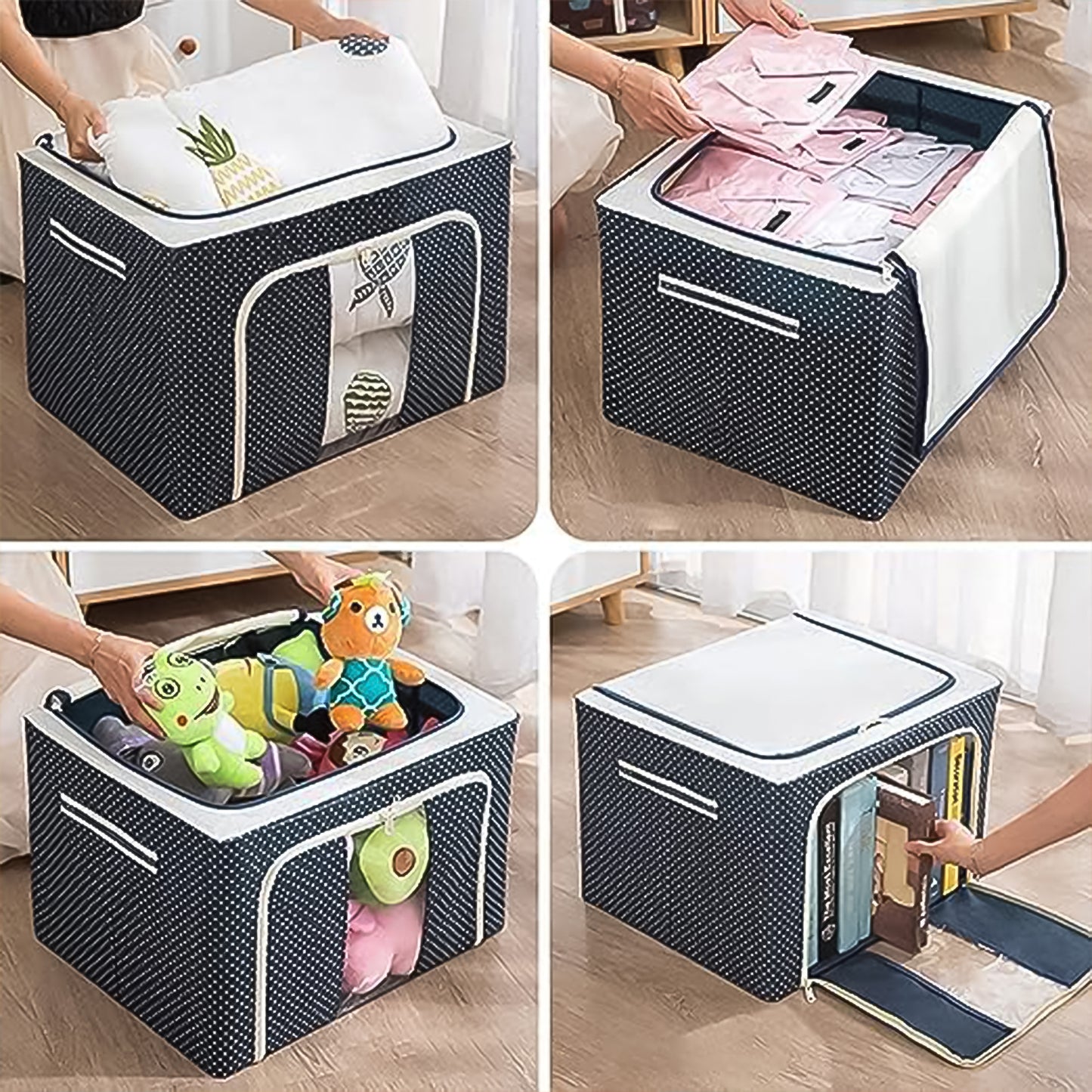 Foldable Steel-frame Clothes Storage Box - (50x40 Cm)