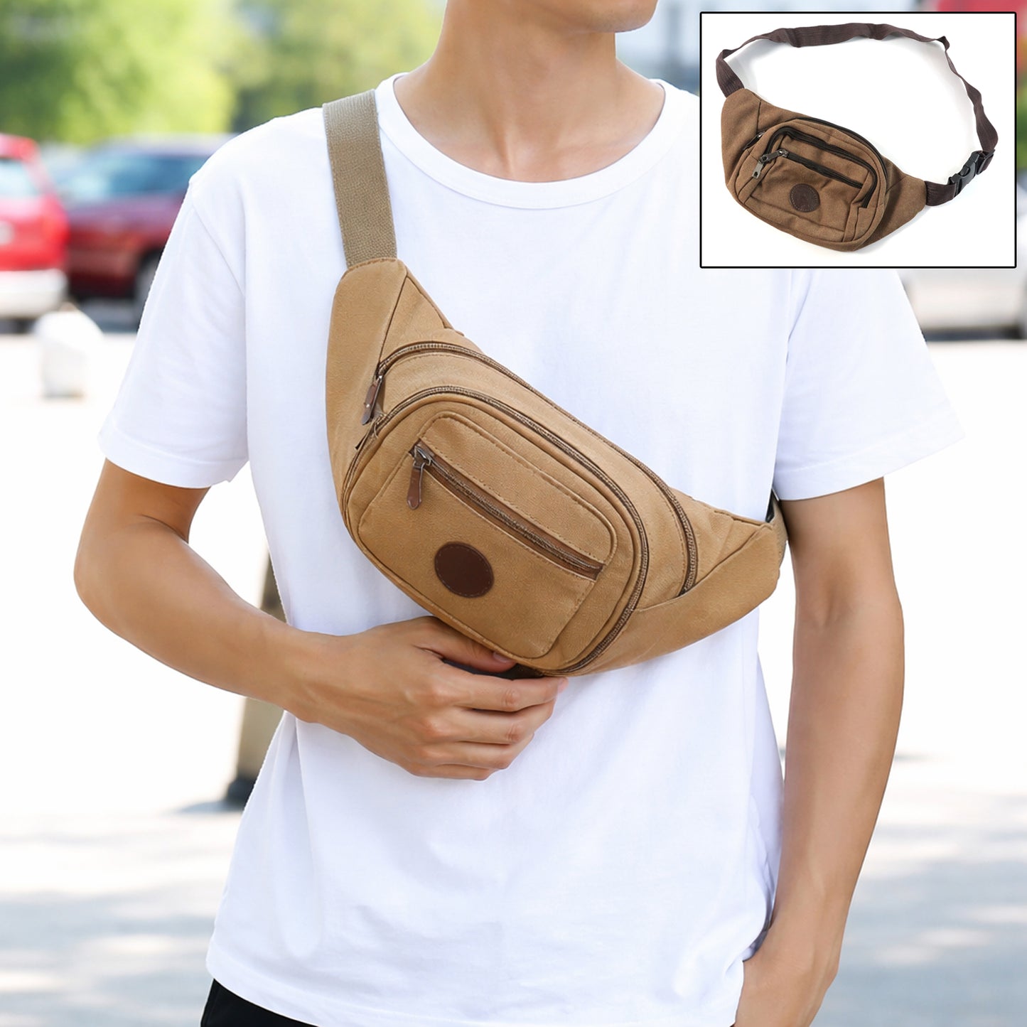 Stylish Canvas Waist Bag For Men  Women (1 Pc)