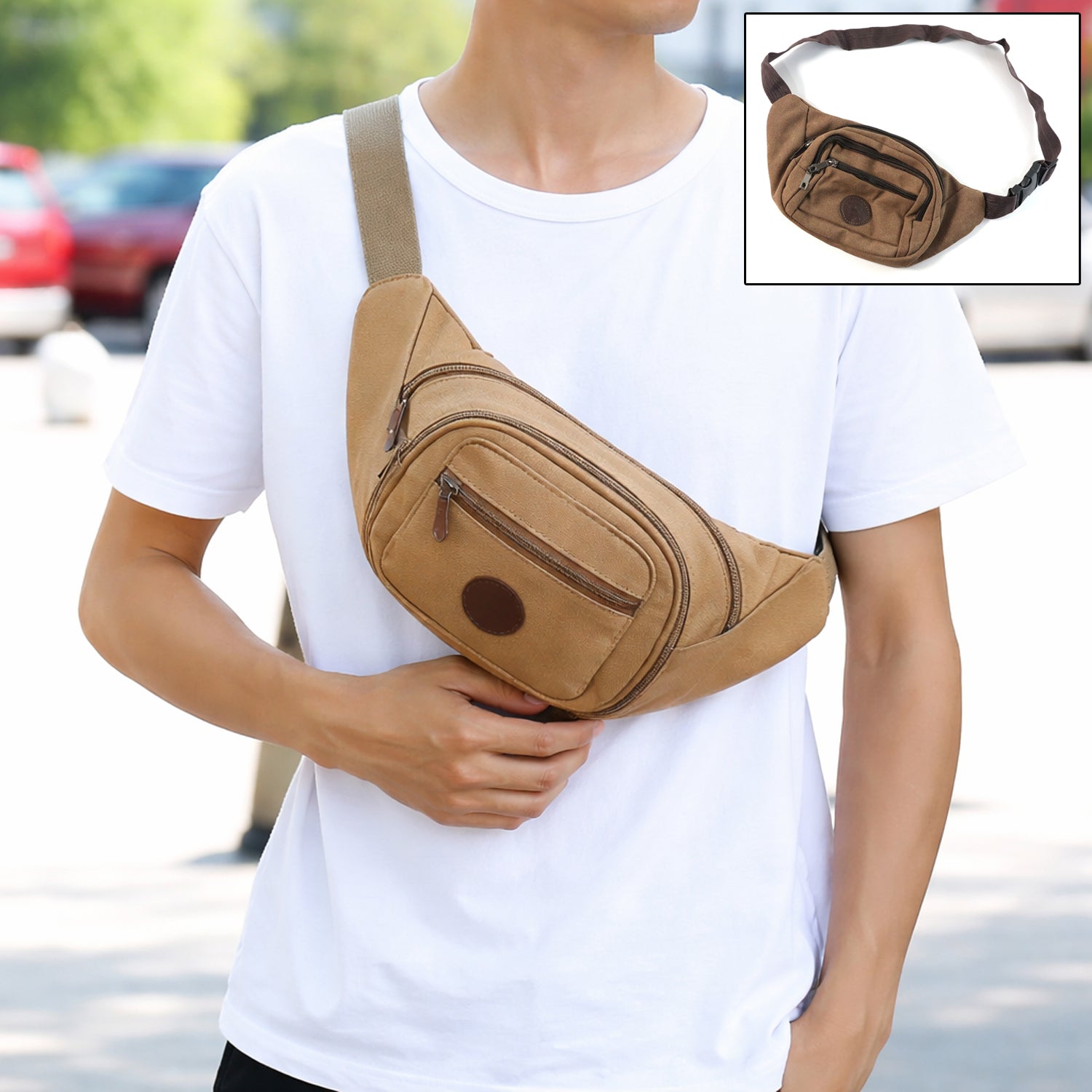 Stylish Canvas Waist Bag For Men  Women (1 Pc)