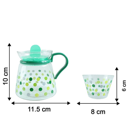 Elegant Glass Tea Pot With Matching Cups Set (1 Set)