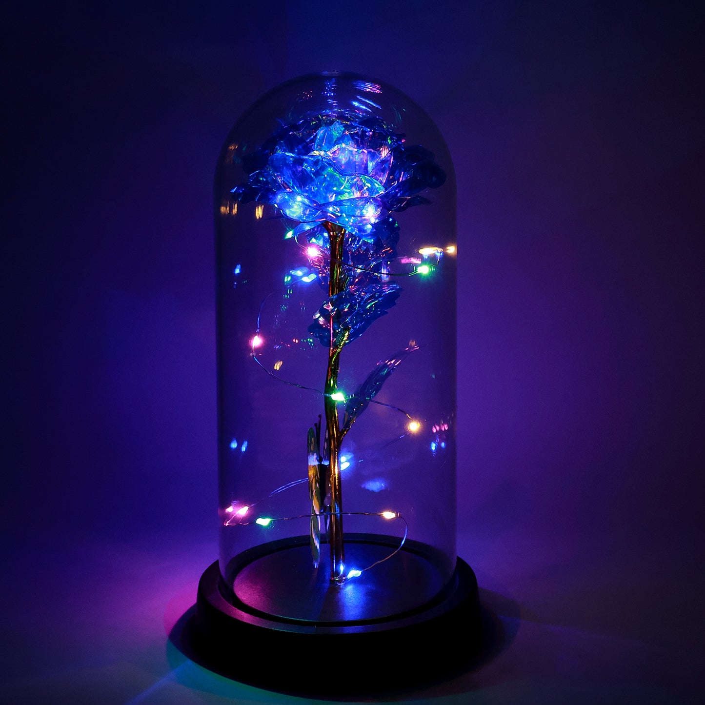 Led-powered Eternal Rose In Plastic Dome (1 Pc  Battery Not Included)