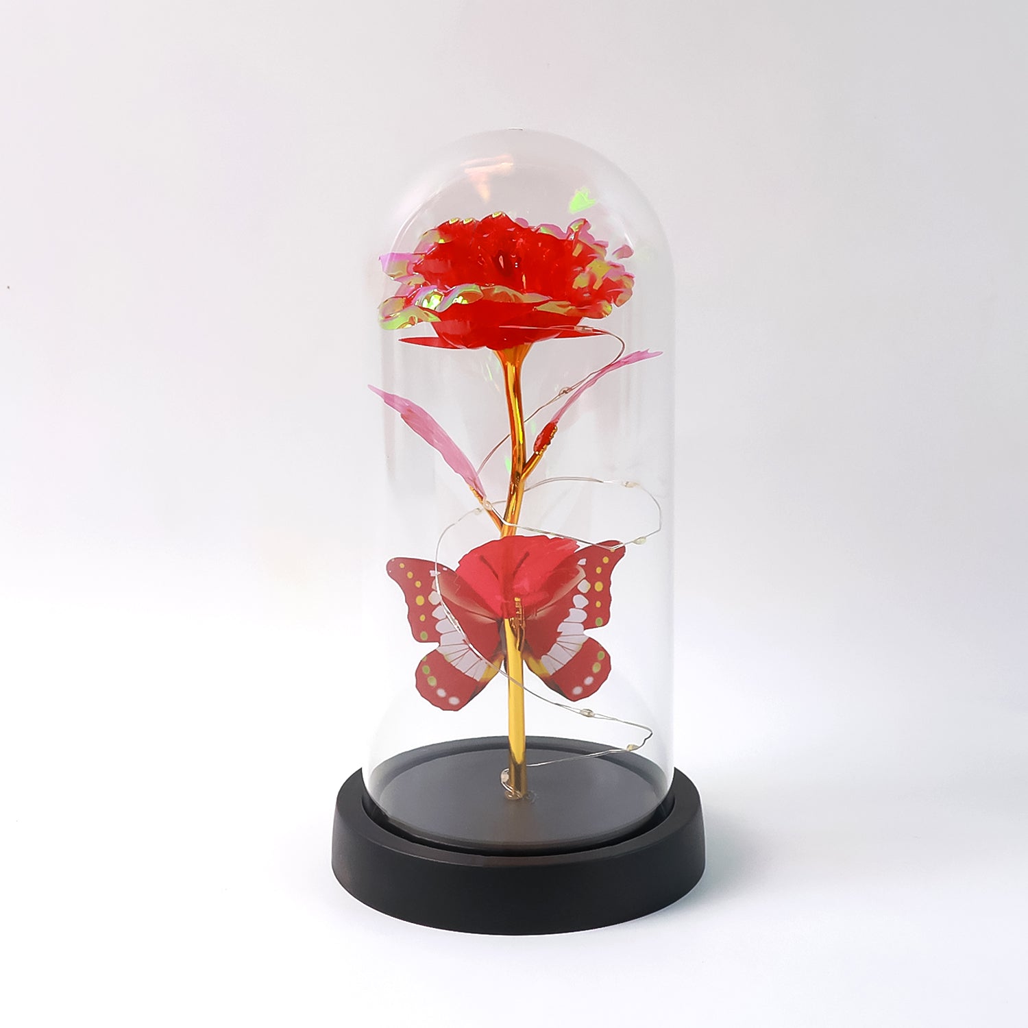 Elegant Led Eternal Rose In Plastic Dome (1 Pc  Battery Not Included)