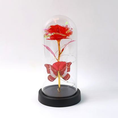 Elegant Led Eternal Rose In Plastic Dome (1 Pc  Battery Not Included)
