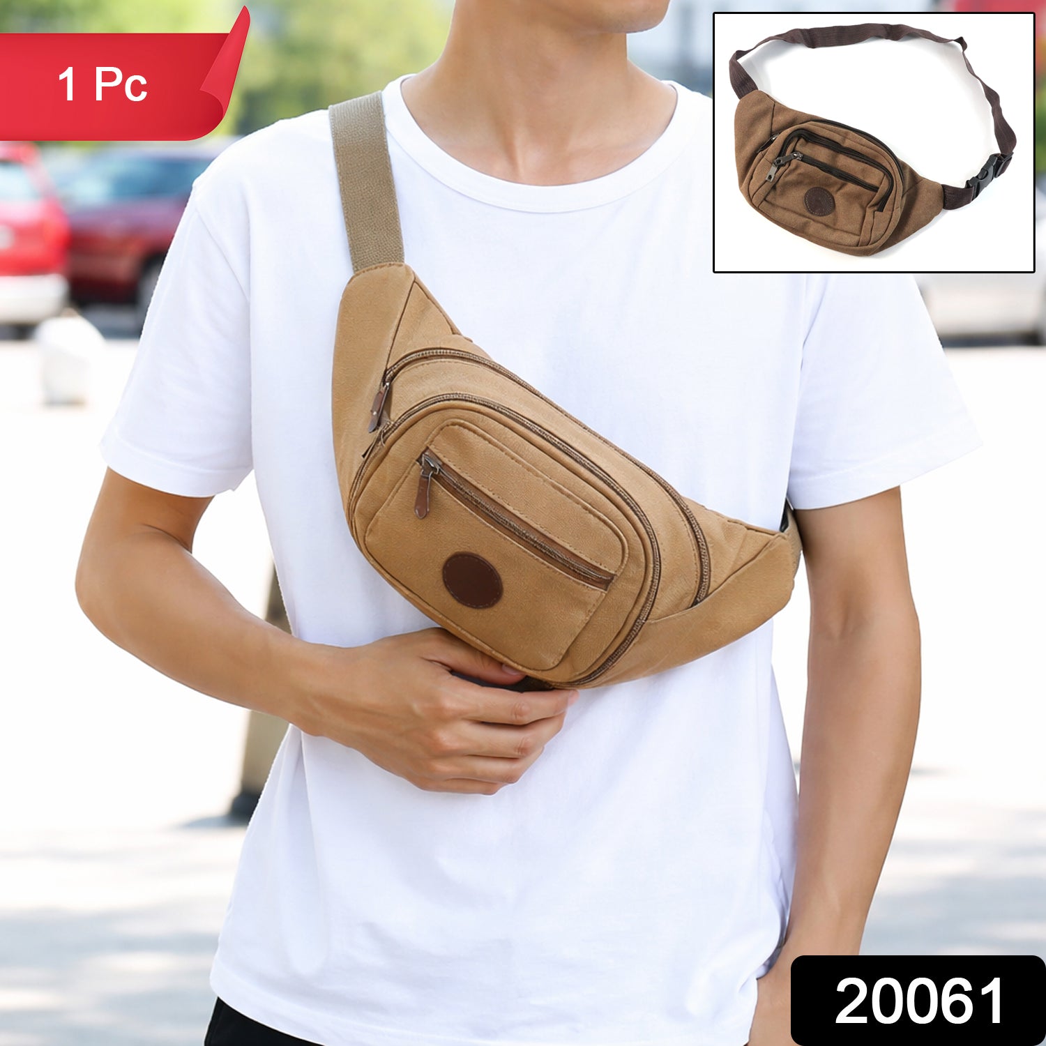 Stylish Canvas Waist Bag For Men  Women (1 Pc)
