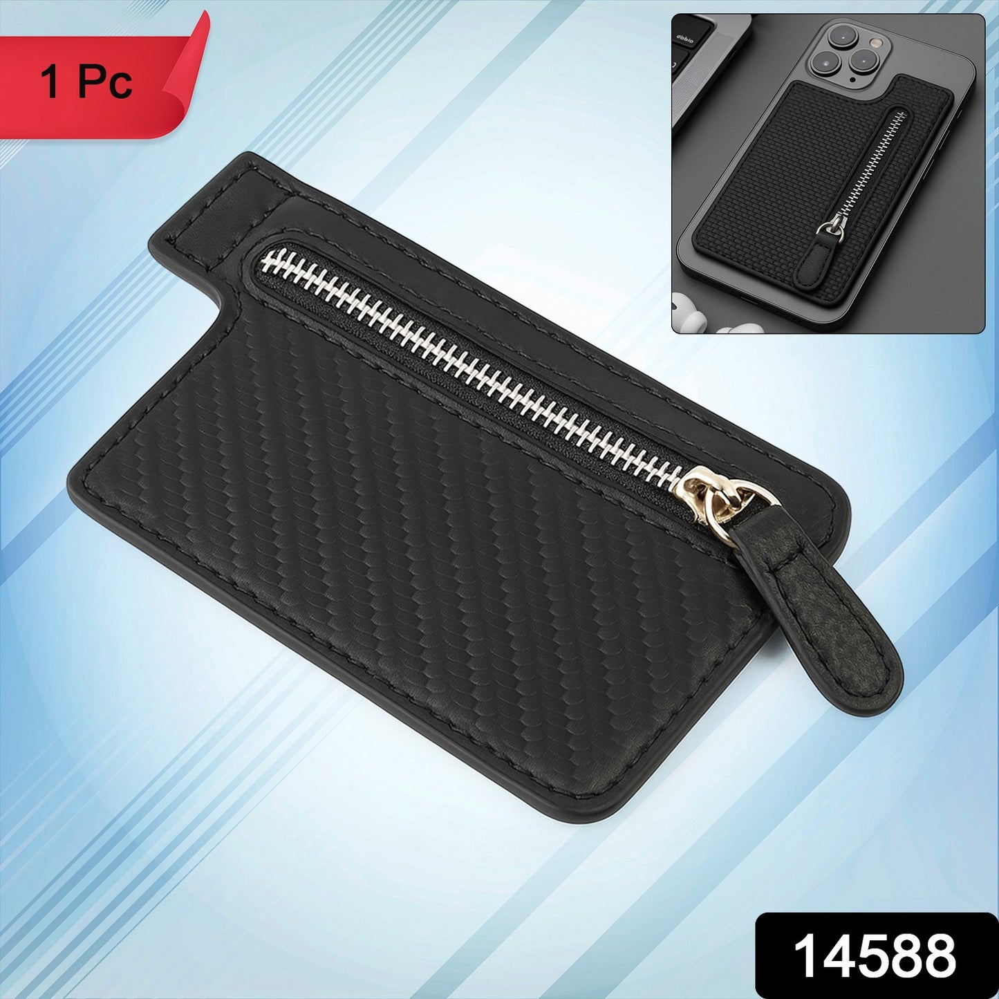 Black Adhesive Card Phone Holder Card Wallet Phone Attachment (1 Pc)