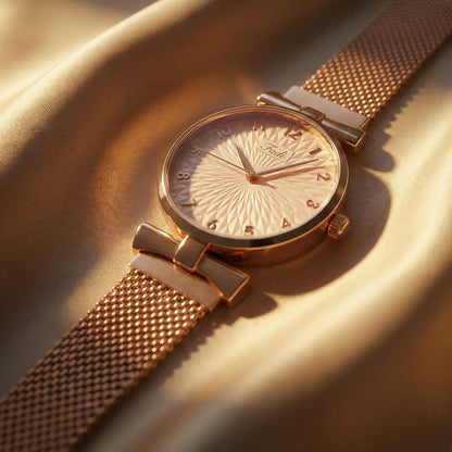 Elegant Rose Gold Finish Analog Wrist Watch (1 Pc)