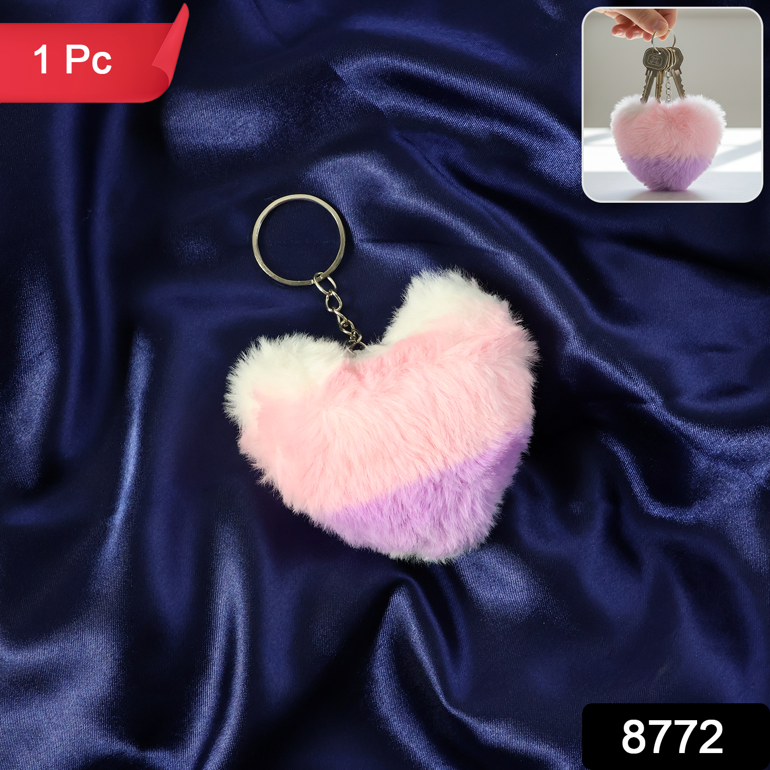 Soft Plush Cute Heart Keychain - 1 Pc