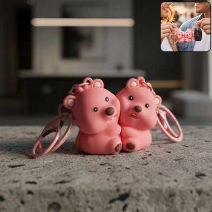 Cute Couple Bear Shape 2-in-1 Keychain Set (2 Pieces Set)