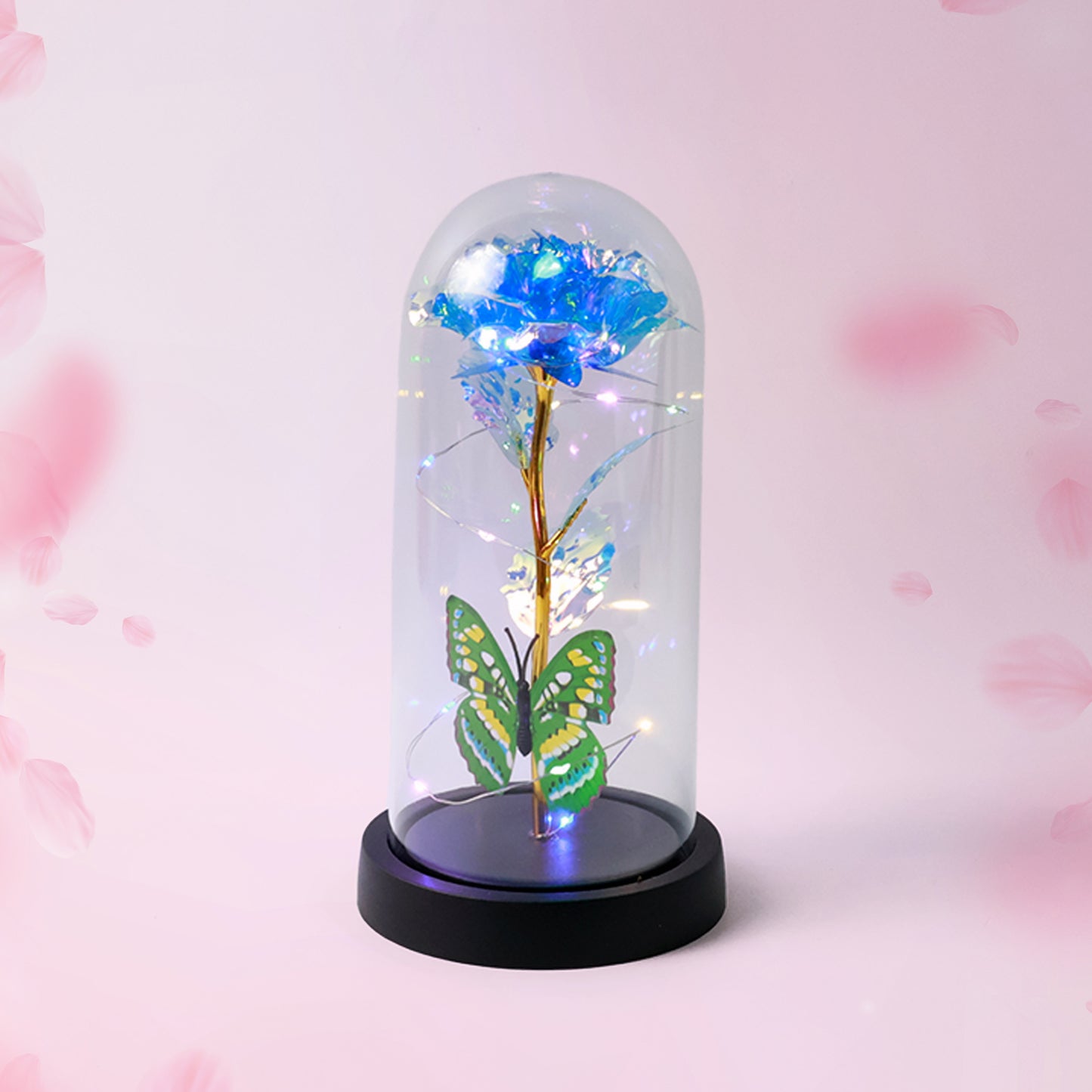 Led-powered Eternal Rose In Plastic Dome (1 Pc  Battery Not Included)