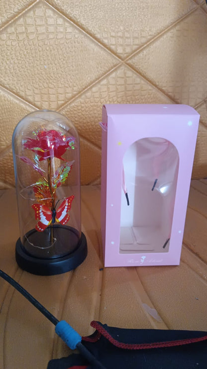 Elegant Led Eternal Rose In Plastic Dome (1 Pc  Battery Not Included)