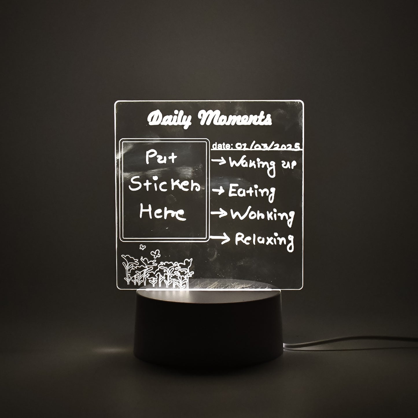 12939 Creative Visualization Lamp 3 Dacrylic Decorative Lamp For Creative Keeps Notes Drawing Table Lamp For Home Decor  Bedroom  Gift  Office Decoration  Erasable Board (Heart-shape  1 Pc)