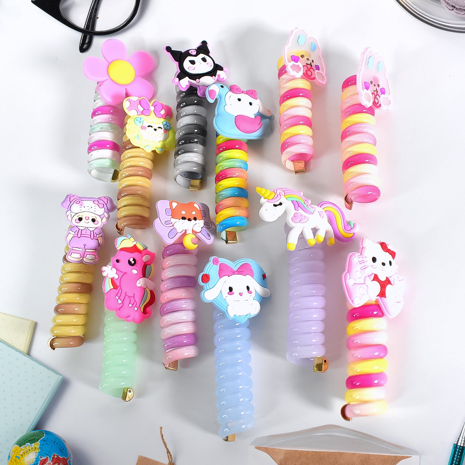 Colourful Telephone Wire Hairbands (1 Pc  Mix Design)