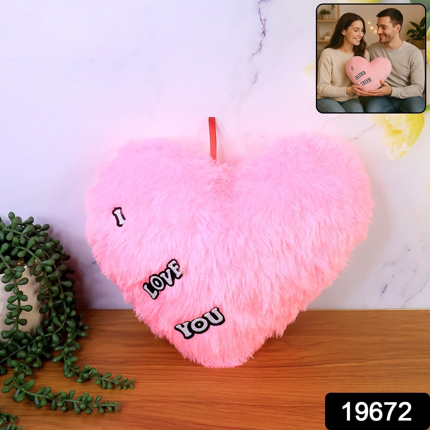 Soft Plush Heart Shape Cushion With I Love You (1 Pc)