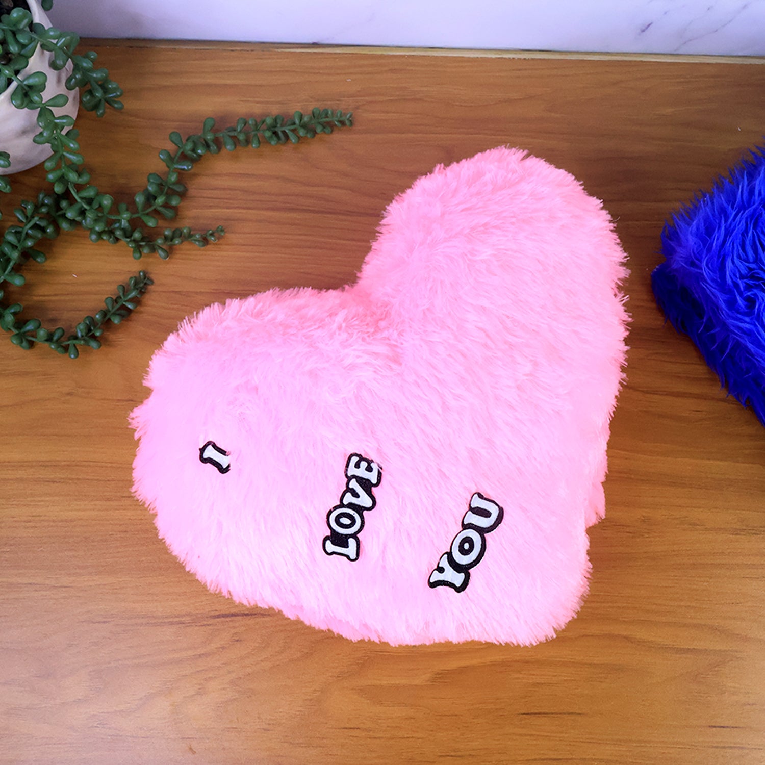 Soft Plush Heart Shape Cushion With I Love You (1 Pc)