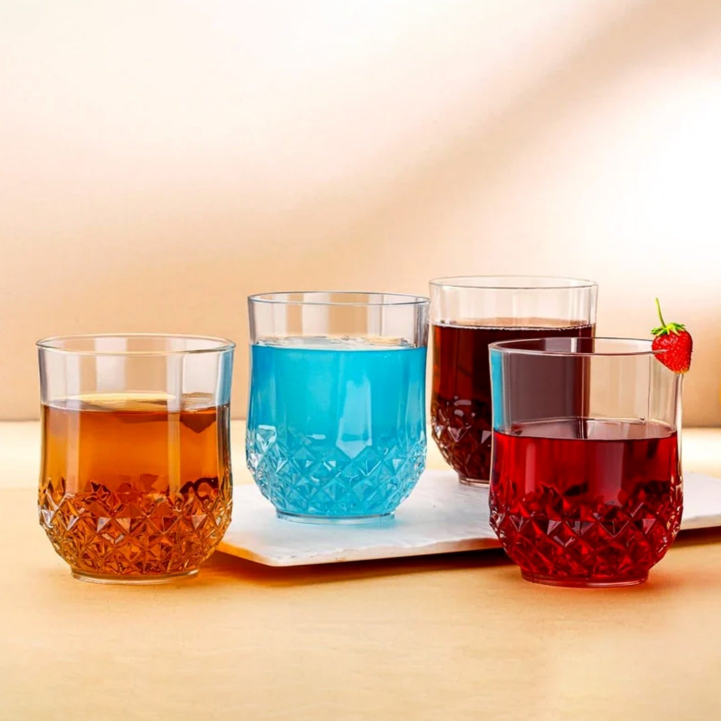 Transparent Diamond-pattern Drinking Glass Set (6 Pc Set)