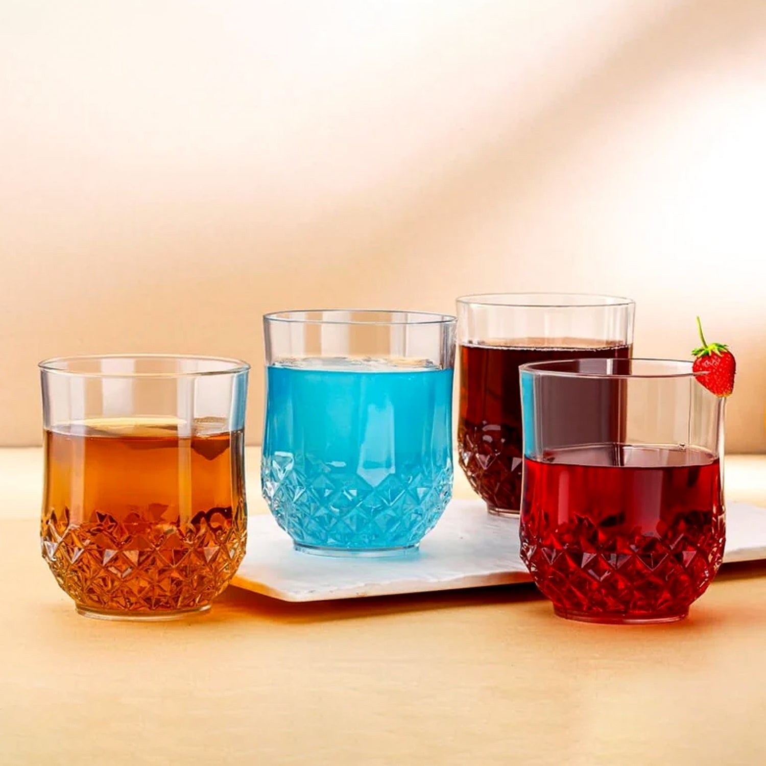 Transparent Diamond-pattern Drinking Glass Set (6 Pc Set)