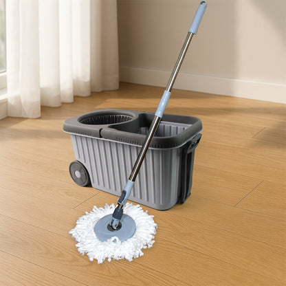 Apex Magic Spin Mop Cleaning Set With Dual Chamber Bucket  Wheels