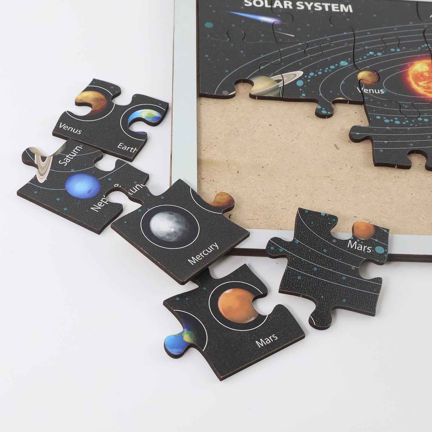 Wooden Solar System Puzzle For Kids - (1 Set)